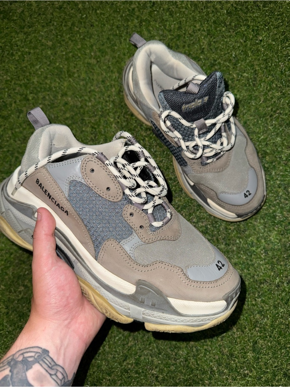 Balenciaga Triple S Sneakers in Gray and Taupe